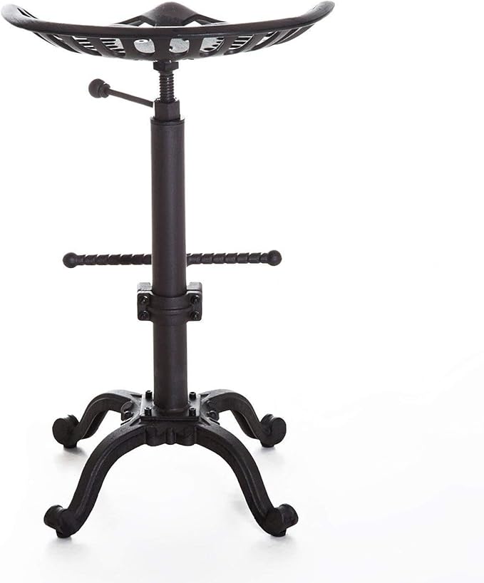 LOKKHAN Rustic Industrial Bar Stool - Cast Iron Tractor Seat - Adjustable Counter Height Swivel Breakfast Bar - Farmhouse Metal Stool - 19.7-26.8 Inch Seat Height