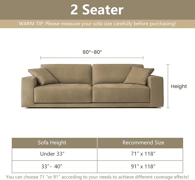MYSKY HOME Couch Cover for Dogs, Washable Couch Covers, Sofa Covers for Sectional Sofa, Couch Cover 2 Cushion Sofa Dogs Furniture Protector, Chenille Sofa Covers for Pets, 71"x118", Abstract Khaki