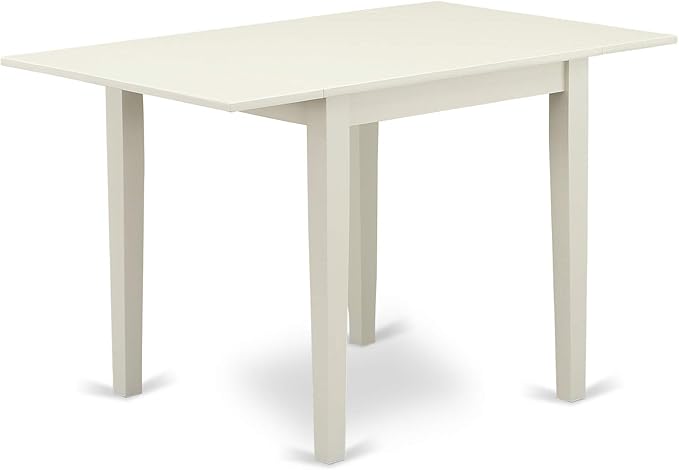 East West Furniture NDBO5-LWH-LC 5 Piece Dinette Set for 4 Includes a Rectangle Dining Room Table with Dropleaf and 4 Faux Leather Kitchen Dining Chairs, 30x48 Inch, Linen White