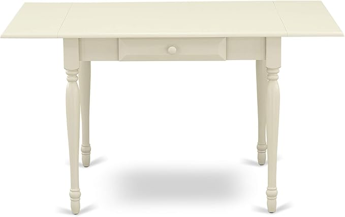 East West Furniture MZKE5-LWH-W 5 Piece Dining Room Furniture Set Includes a Rectangle Kitchen Table with Dropleaf and 4 Dining Chairs, 36x54 Inch, Linen White