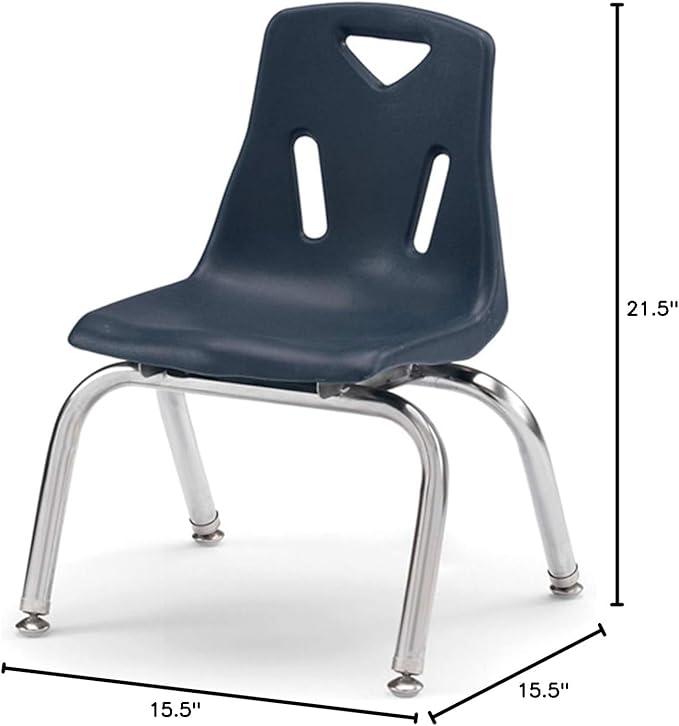 Jonti-Craft Berries 8140JC1112 Stacking Chair with Chrome-Plated Legs, 10" Height, Navy