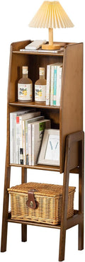 3 Tier Bamboo Bookcase, Classical Modern Bookshelf, Dispaly Shelves, Bamboo Wood Organizer Book Shelf for Living Room Home Office-Walnut, Medium