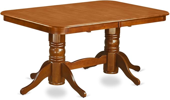 East West Furniture NANA9-SBR-C 9 Piece Kitchen Table Set Includes a Rectangle Dining Table with Butterfly Leaf and 8 Linen Fabric Dining Room Chairs, 40x78 Inch, Saddle Brown