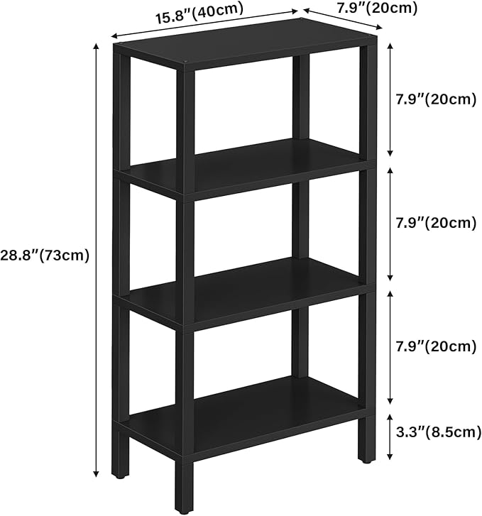 TUTOTAK Small Side Table, Narrow End Table, Skinny Sofa Table, Slim Nightstand, Couch Table, Living Room, Bed Room, Black TB01BK078