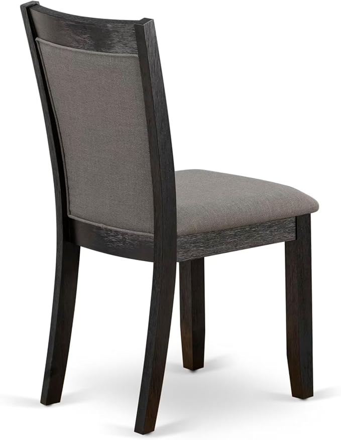 East West Furniture V677MZ650-7 7 Piece Dining Room Set Consist of a Rectangle Dining Table with V-Legs and 6 Dark Gotham Grey Linen Fabric Upholstered Chairs, 40x72 Inch, Multi-Color