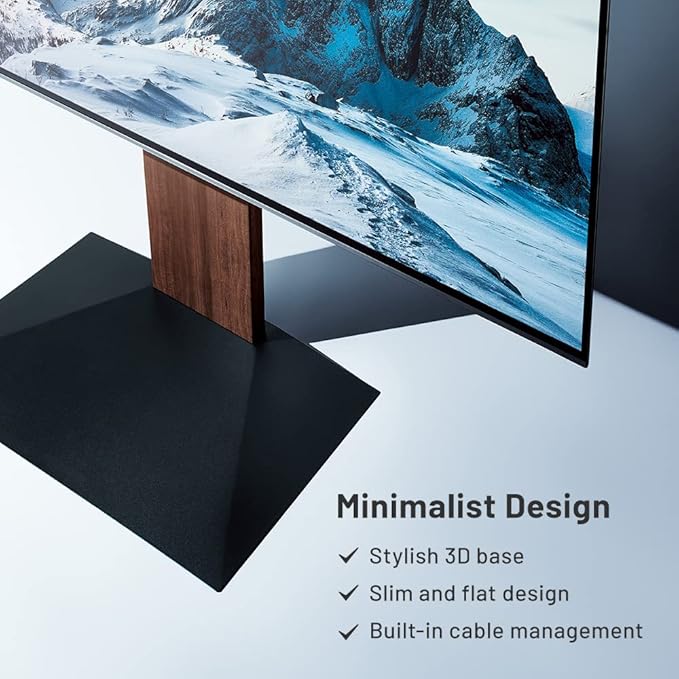 WALL V3 High Type TV Stand w/Multi-Device Holder and Soundbar Shelf L Black Set | Sleek Japanese 32-80 Inch Universal Side TV Stand Adjustable Mount, No Drill | Sleek Soundbar Shelf | Walnut