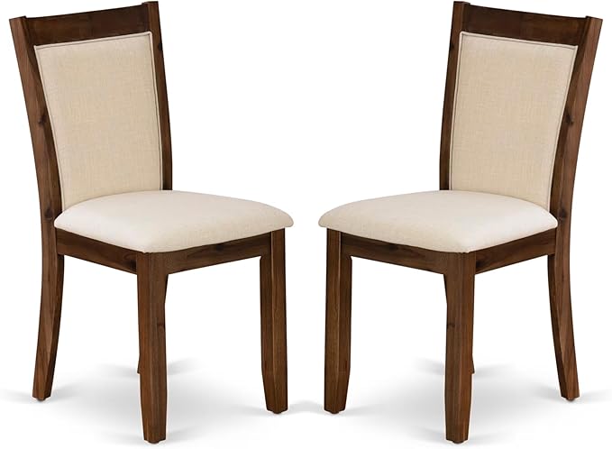 East West Furniture V797MZN32-7 7 Piece Modern Dining Table Set Consist of a Rectangle Wooden Table with V-Legs and 6 Light Beige Linen Fabric Parsons Dining Chairs, 40x72 Inch, Multi-Color