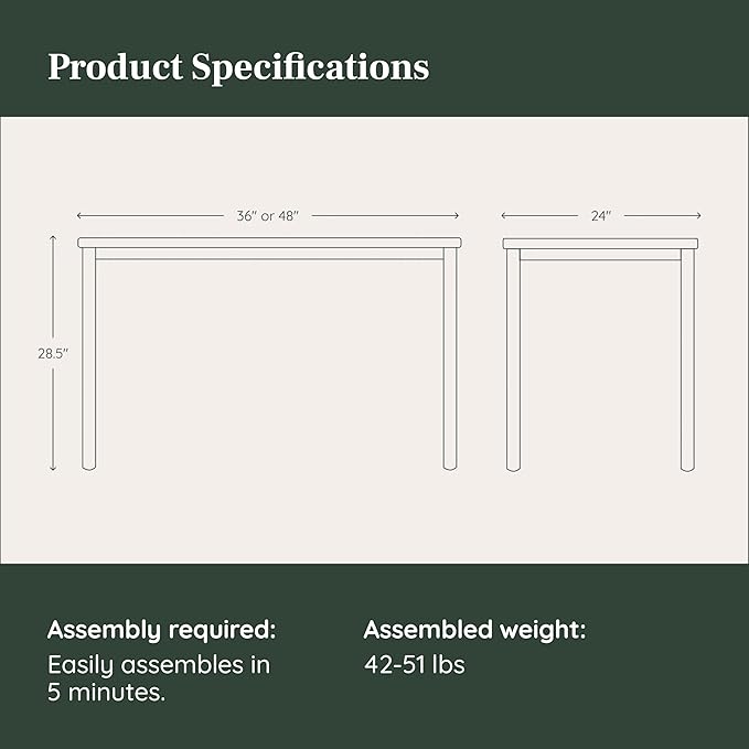 Branch Daily Desk - Functional at Home Office Desk with Effortless Assembly, Timeless Design, Rounded Corners, and Built-in Cable Notch - 36” W x 28.5” H x 24” D - Woodgrain Work Table
