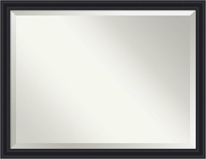 Amanti Art Black Bathroom Mirror for Over Sink, 34x44 Dalat Black Rectangle Vanity Mirror, X-Large Traditional Frame, Hangs Horizonally and Vertically, Bathroom Wall Decor, Beveled Edge
