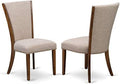 East West Furniture VEP8T04 Verona Parsons Dining Chairs - Nailhead Trim Light Tan Linen Fabric Upholstered Chairs, Set of 2, Walnut