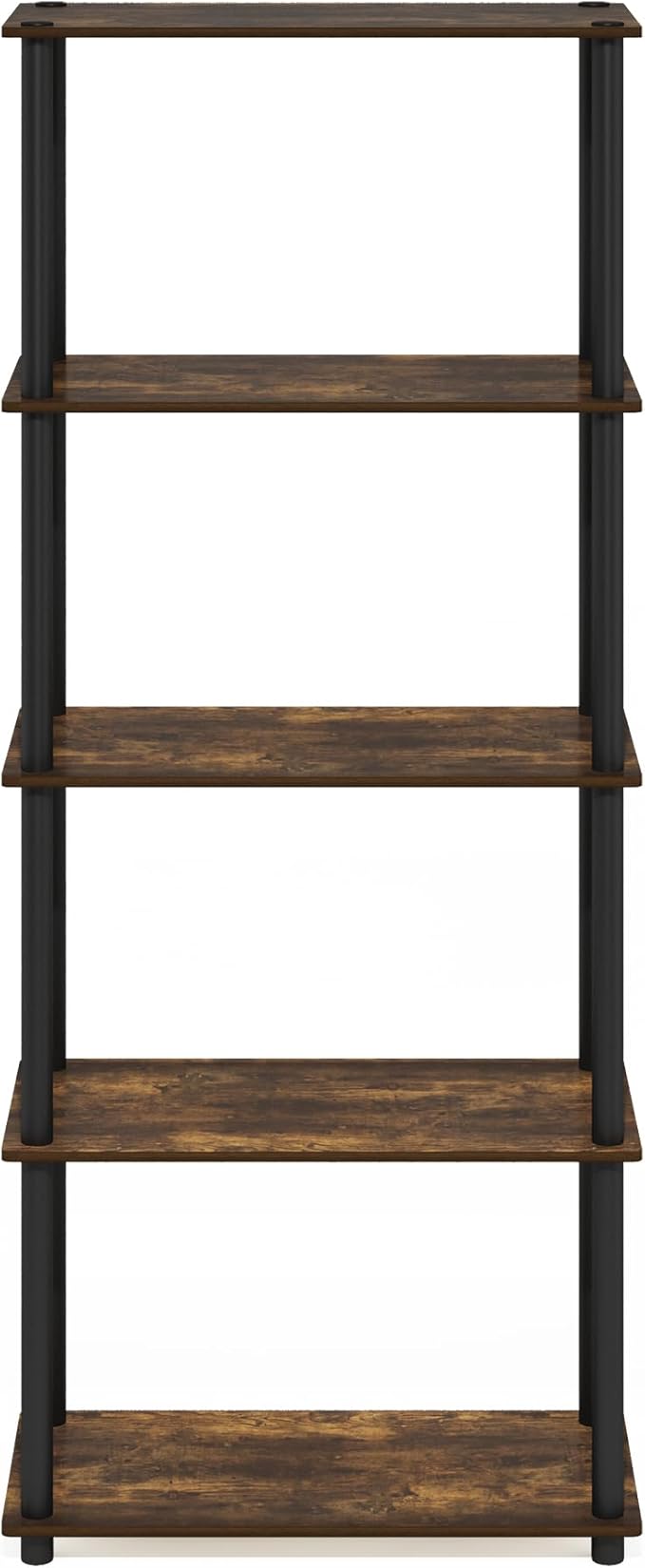 Furinno Turn-N-Tube 5-Tier Multipurpose Shelf Display Rack, Amber Pine/Black