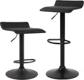 NOBPEINT Contemporary Chrome Air Lift Adjustable Swivel Bar Stool with Black Base, Set of 2, Black