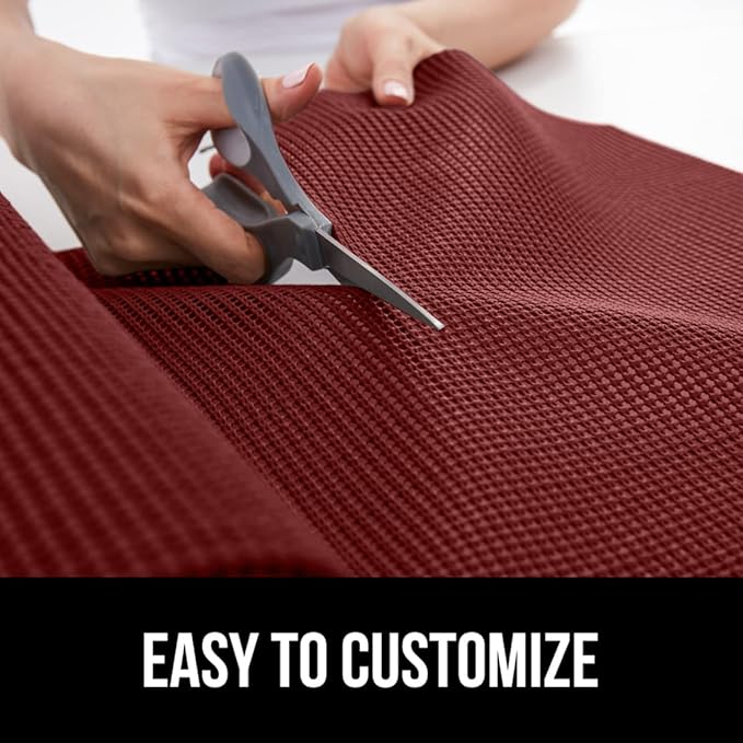 GORILLA GRIP powerGRIP Drawer Shelf and Cabinet Liner, Thick Strong Hold, Non-Adhesive Liners Protect Kitchen Cabinets and Cupboard, Bathroom Drawers, Easy Install, Breathable Mat, 12" x10', Red