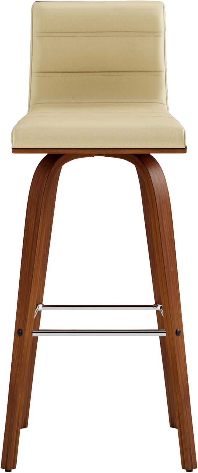 Vienna 30" Swivel Bar Stool in Walnut Wood Finish with Cream Faux Leather - Set of 4