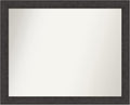 Amanti Art Brown Bathroom Mirror for Over Sink, 28x34 Rustic Plank Espresso Rectangle Vanity Mirror, Large Country Rustic Frame, Hangs Horizonally and Vertically, Bathroom Wall Decor, Non-Beveled Edge