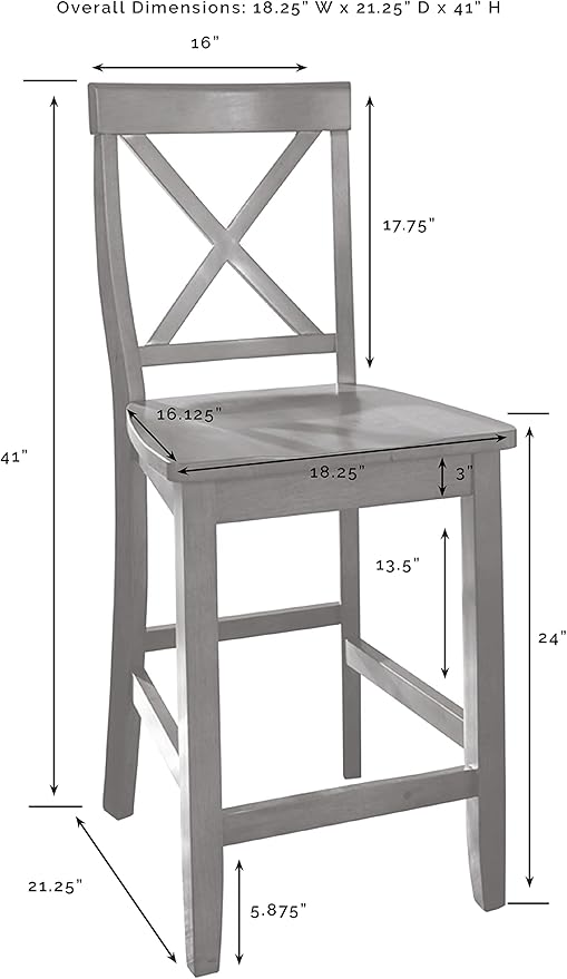 Crosley Furniture X-Back Wood Counter Height Bar Stools Set of 2, White, 24-inch