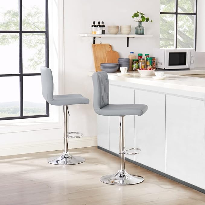 VECELO Adjustable Bar Stools Set of 2, Bar Height Stools for Kitchen Counter
