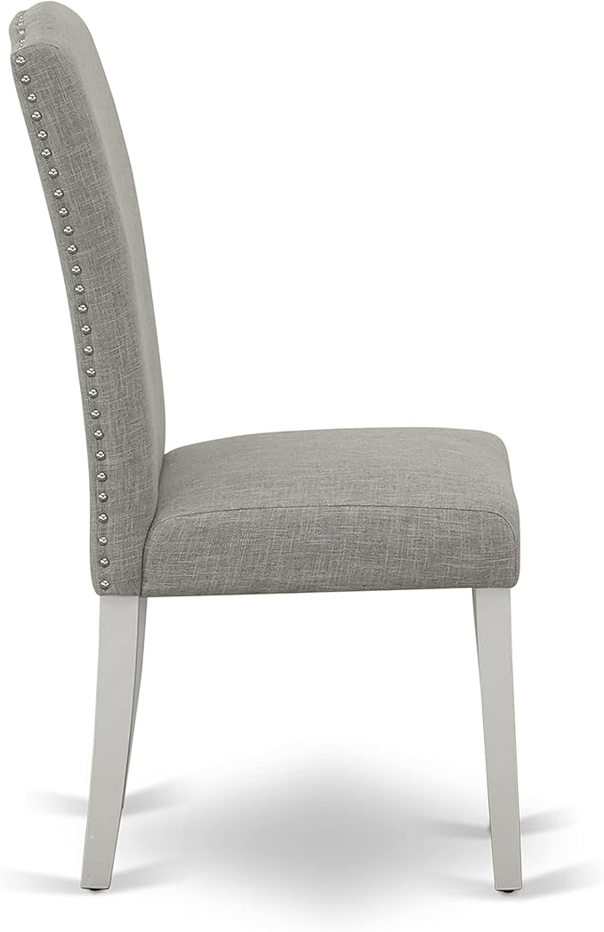 East West Furniture X027EN206-9 9 Piece Dining Table Set Includes a Rectangle Dining Room Table with X-Legs and 8 Dark Shitake Linen Fabric Upholstered Chairs, 40x72 Inch, Multi-Color