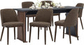 COLAMY 60 Inch Rectangular Kitchen Dining Table for 6, Modern Farmhouse Dining Table Set for 6, Wood Dining Table and Upholstered Dining Chairs for Kitchen, Dining Room, Restaurant, Brown/Dark Brown
