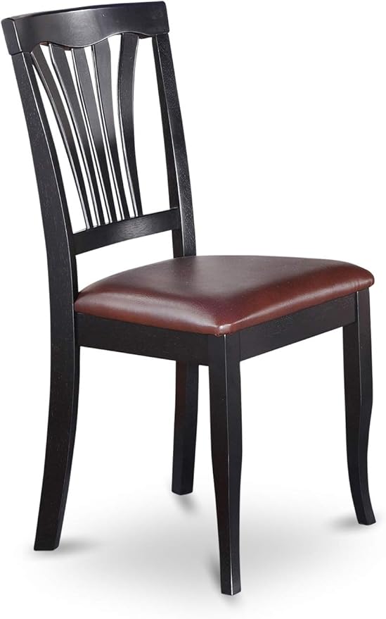 East West Furniture QUAV7-BCH-LC 7 Piece Kitchen Table Set Consist of a Rectangle Dining Table with Butterfly Leaf and 6 Faux Leather Dining Room Chairs, 40x78 Inch, Black & Cherry