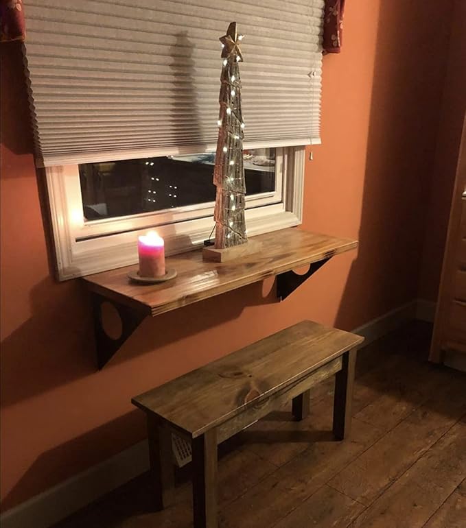 Industrial Rustic Wall-Mounted Table, Dining Table Desk, Pine Wood Wall-Mounted Bar Tables (40"X14")