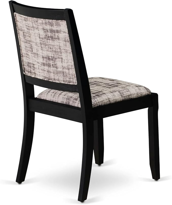 East West Furniture LGX27-BLK-30 -7 Piece Dining Set Includes a Rectangular Kitchen Table with Black Tabletop and 6 Stackable Polyester Fabric Chairs, Black