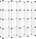 SONGMICS Cube Storage Organizer, Set of 16 Plastic Cubes, Book Shelf, Closet Organizers and Storage, Room Organization, Bedroom Living Room, 12.2 x 48.4 x 48.4 Inches, White ULPC44L