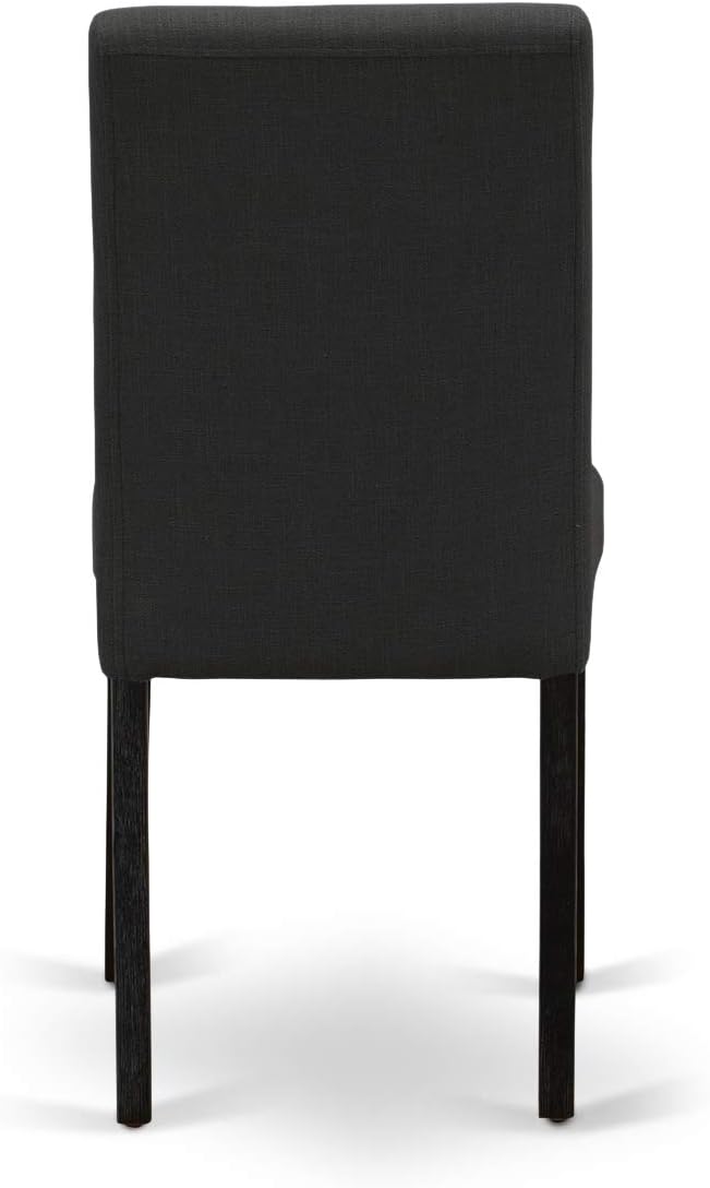 East West Furniture X627AB624-9 9 Piece Dining Set Includes a Rectangle Dining Room Table with X-Legs and 8 Black Color Linen Fabric Upholstered Parson Chairs, 40x72 Inch, Multi-Color