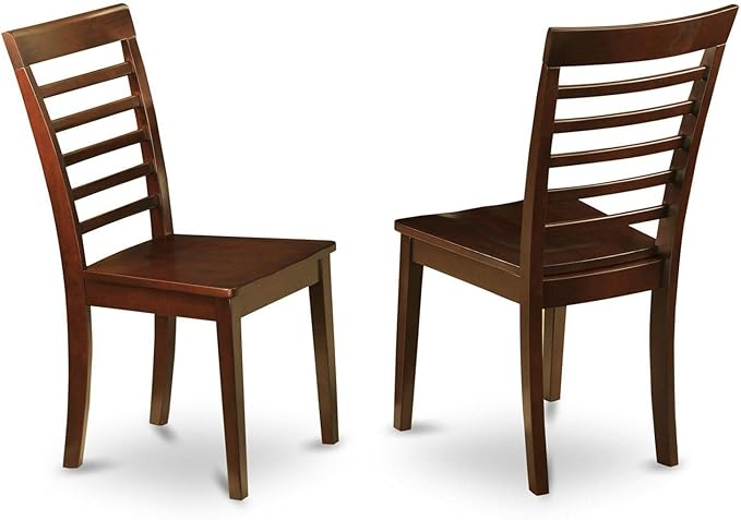 East West Furniture DLML3-MAH-W 3 Piece Modern Dining Table Set Contains a Round Wooden Table with Dropleaf and 2 Kitchen Dining Chairs, 42x42 Inch, Mahogany