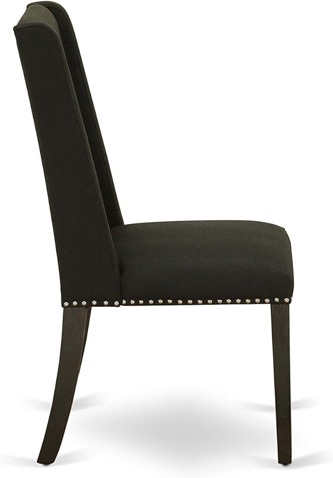 East West Furniture X697FL624-7 7 Piece Dining Room Furniture Set Consist of a Rectangle Dining Table with X-Legs and 6 Black Linen Fabric Parsons Chairs, 40x72 Inch, Multi-Color