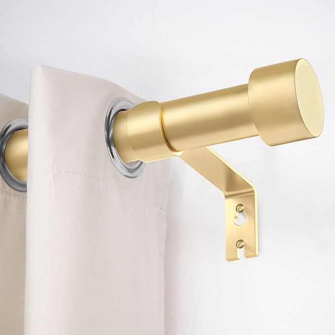2 Pack Curtain Rods for Windows 66 to 120 Inch(5.5-10ft), 1 Inch Gold Heavy Duty Curtain Rods Set, Adjustable Extra Long Curtain Rod for Patio Bedroom, Outdoor Drapery Rods, Size 32"- 120"