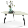 Manora Small Oval Coffee Table White, Modern Coffee Tables for Living Room, Office Coffee Table Small Space, Minimalist Center Table, Tea Table, Easy Assembly