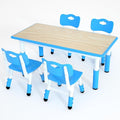 Kids Table and 4 Chairs Set，Height Adjustable Children Table & Chair，Toddlers Study Multi-Activity Table with 47.2"x23.6" Wipe-Clean Desktop，for Classrooms, Homes & Daycares