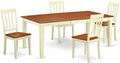 East West Furniture QUAN5-WHI-W 5 Piece Dining Room Furniture Set Includes a Rectangle Wooden Table with Butterfly Leaf and 4 Kitchen Dining Chairs, 40x78 Inch, Buttermilk & Cherry