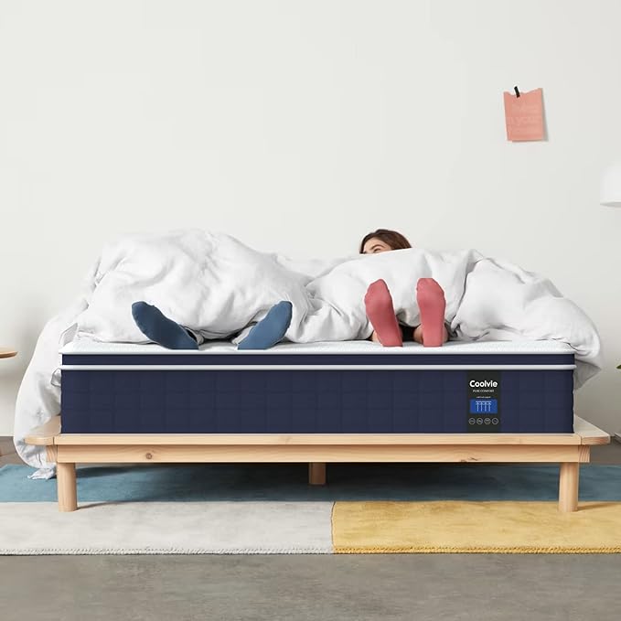 Coolvie 12 Inch Hybrid Twin XL Mattress -Firm Feel -Support Foam with Strong Pocket Springs - Extra Lumbar&Shoulder Support for Back&Stomach Sleepers, CertiPUR-US® Certified Foam,XL Long Size