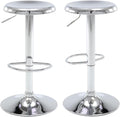 Bar Stools - 2 Pack, Adjustable Swivel Height Counter Bar Stool, Modern Metal Barstools, Backless Barstool for Bar, Kitchen Island, Pub, Silver
