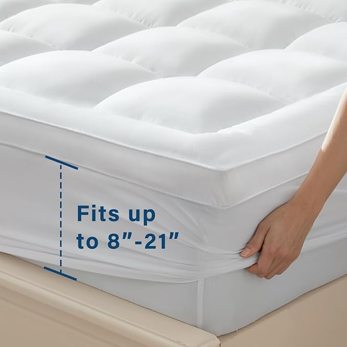 Anluoer Twin Mattress Topper, Memory Foam Pillow Top Mattress Topper for Back Pain, Extra Thick Breathable Mattress Pad with 8-21" Deep Pocket, 39x75 Inches, White