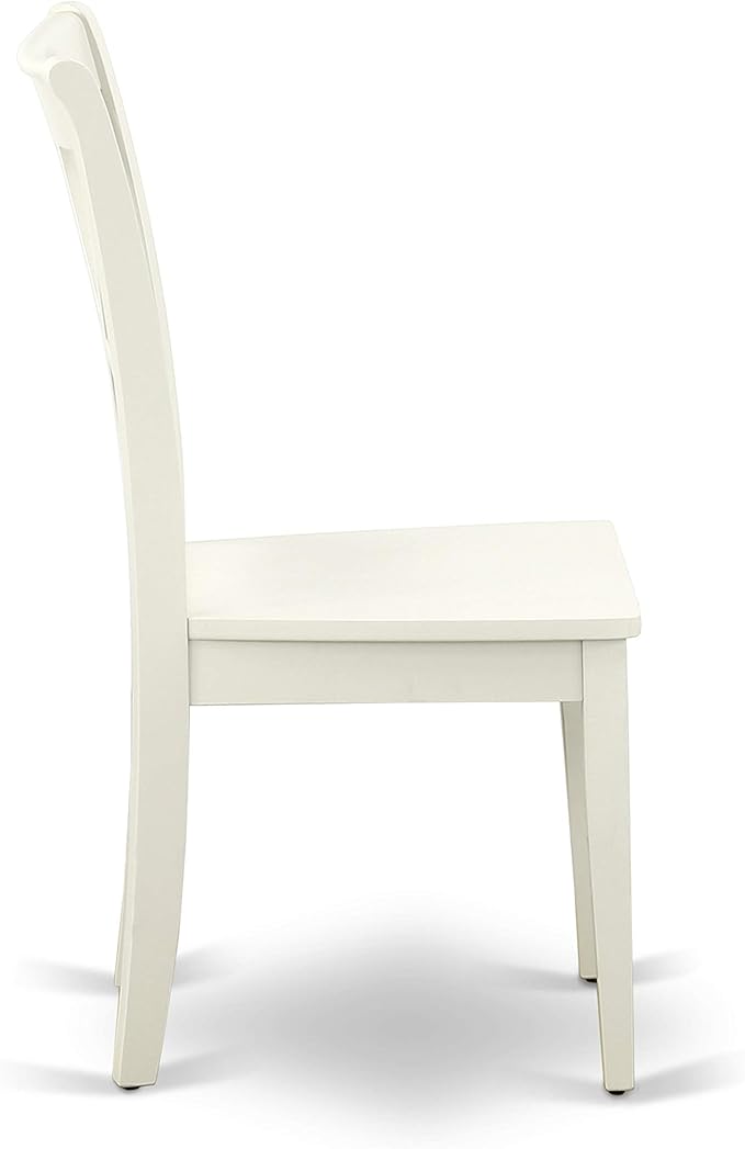 East West Furniture HBCL3-LWH-W 3 Piece Dinette Set for Small Spaces Contains a Round Dining Table with Pedestal and 2 Dining Chairs, 42x42 Inch, Linen White