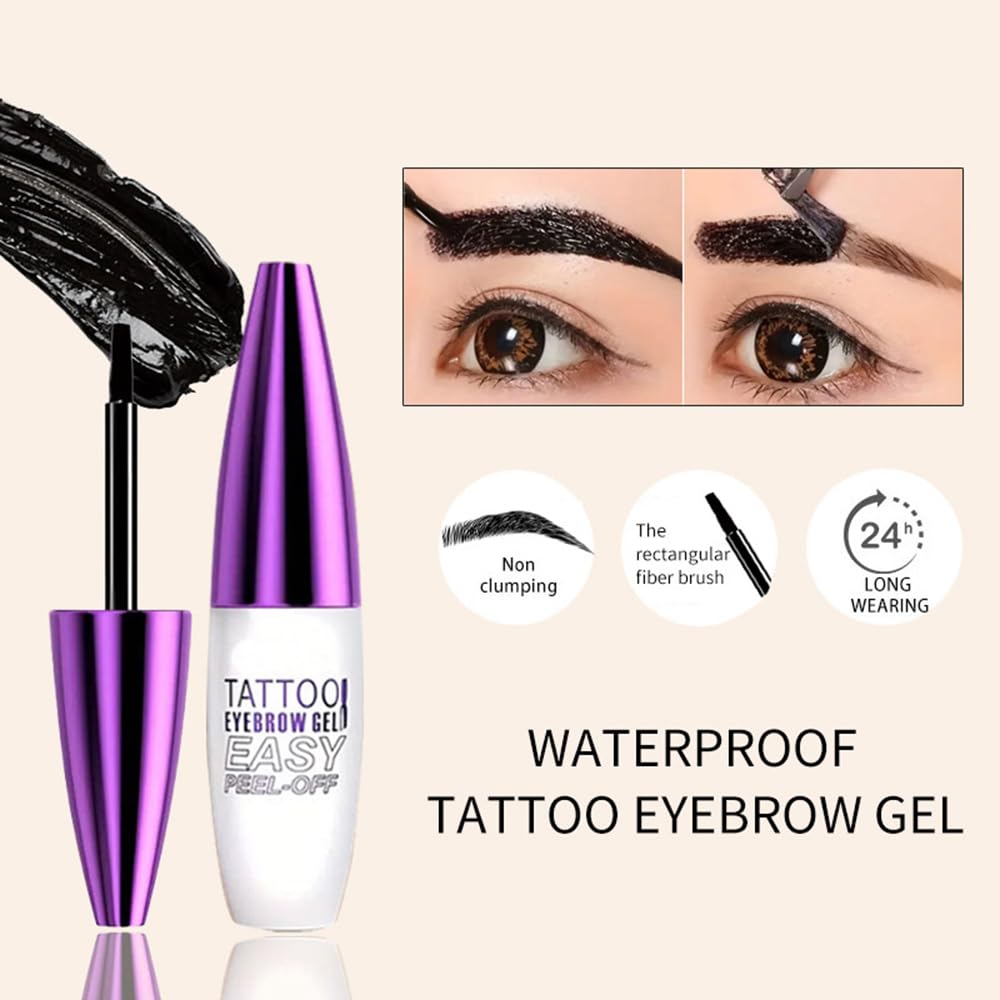Peel Off Tattoo Brow Tint Gel - 2pcs Light Brown Eyebrow Kit, Waterproof, Transfer-Proof & Sweatproof, Quick Peel Formula for Natural Fuller Brows, Mother’s Day Gifts for Women All Skin Types