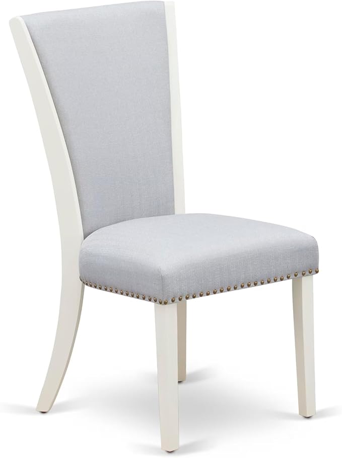 East West Furniture V097VE005-5 5 Piece Kitchen Table Set for 4 Includes a Rectangle Dining Room Table with V-Legs and 4 Grey Linen Fabric Parsons Dining Chairs, 40x72 Inch, Multi-Color