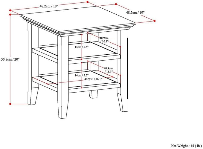 SIMPLIHOME Acadian SOLID WOOD 19 inch Wide Square Transitional End Table in Farmhouse Grey for the Living Room and Bedroom