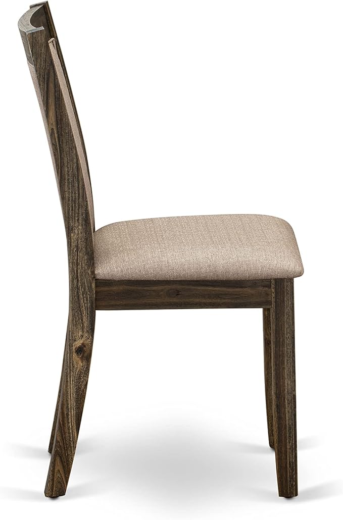 East West Furniture X727MZ716-7 7 Piece Kitchen Table Set Consist of a Rectangle Dining Table with X-Legs and 6 Dark Khaki Linen Fabric Parson Dining Chairs, 40x72 Inch, Multi-Color