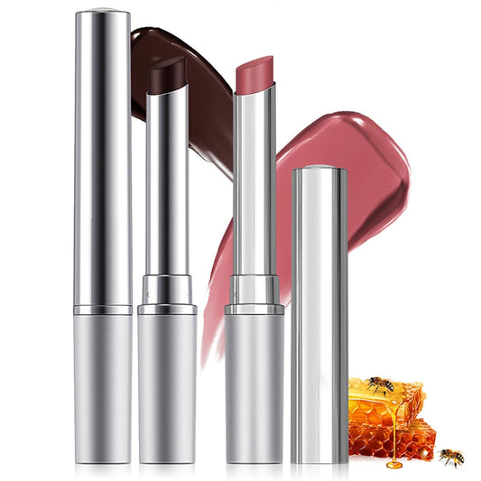 Tinted Lip Balm Lipstick, Hydrating Natural Glossy, Long-lasting Moisturizing & Nourishing Lip Care with Natural Ingredients Transparent Color (Drak Honey+Pink, 0.07oz)