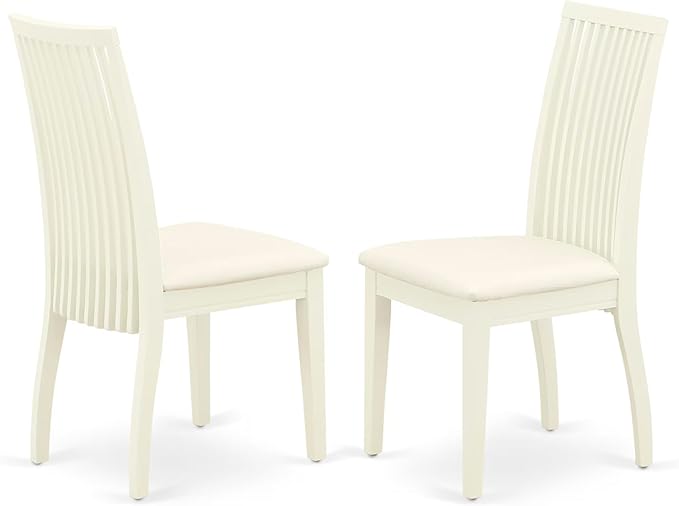 East West Furniture DLIP5-WHI-C 5 Piece Kitchen Table & Chairs Set Includes a Round Dining Table with Dropleaf and 4 Linen Fabric Dining Room Chairs, 42x42 Inch, Linen White