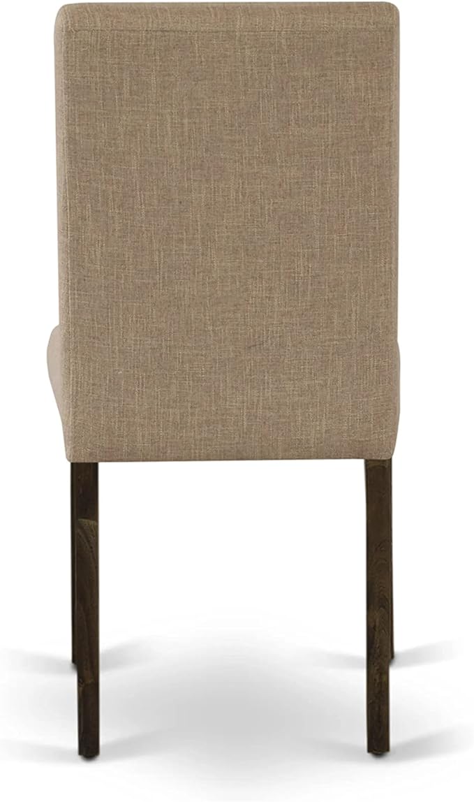 East West Furniture X727AB747-5 5 Piece Dining Set Includes a Rectangle Dining Room Table with X-Legs and 4 Light Sable Linen Fabric Upholstered Parson Chairs, 40x72 Inch, Multi-Color