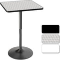 Athena Collection Modern Bar Table Square Top Height Adjustable, Tall Bistro Pub Cocktail Table Height Top and Sturdy Base, Suitable for Home Kitchen Pub Restaurant Outdoor, Silver