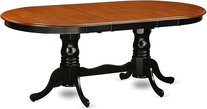 East West Furniture PLKE7-BCH-LC 7 Piece Dining Table Set Consist of an Oval Dinner Table with Butterfly Leaf and 6 Faux Leather Dining Room Chairs, 42x78 Inch, Black & Cherry