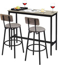 Tatub Bar Table with Stools Set of 2, Industrial 3 Piece Counter Height Small Dining Sofa Table and Chairs Set of 2, Gray