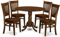 East West Furniture DLVA5-ESP-W 5 Piece Kitchen Table Set for 4 Includes a Round Dining Room Table with Dropleaf and 4 Solid Wood Seat Chairs, 42x42 Inch, Espresso
