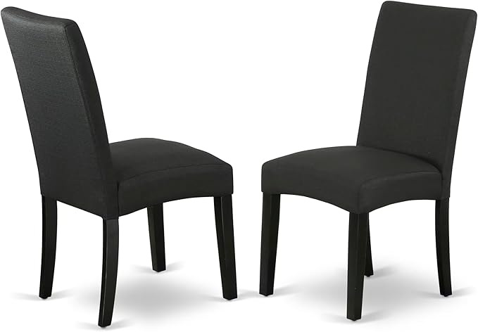 East West Furniture V677DR124-7 7 Piece Dining Set Consist of a Rectangle Dining Room Table with V-Legs and 6 Black Color Linen Fabric Upholstered Parson Chairs, 40x72 Inch, Multi-Color